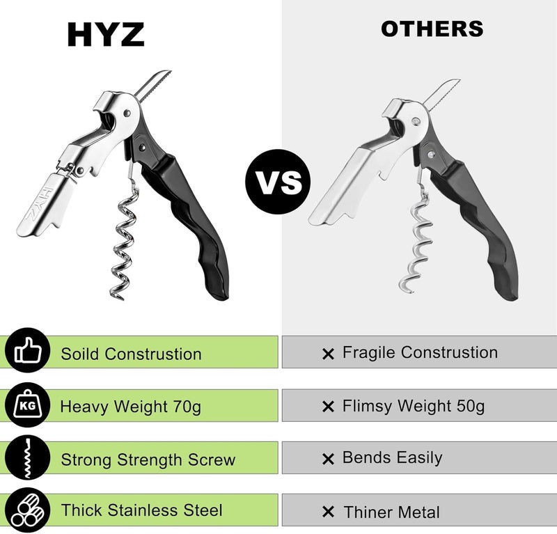 HYZ Wine Opener Bulk 20Pack for Bartender, Professional Waiter Corkscrew Wine Key for Servers,Wine Bottle Opener Double Hinged, Wine Accessories Set for Party Favor, Black - Image 5